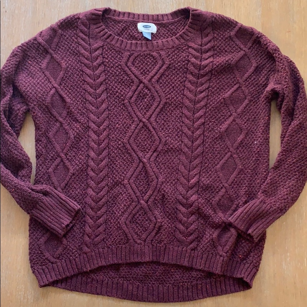 Old Navy Maroon Cable Knit Sweater